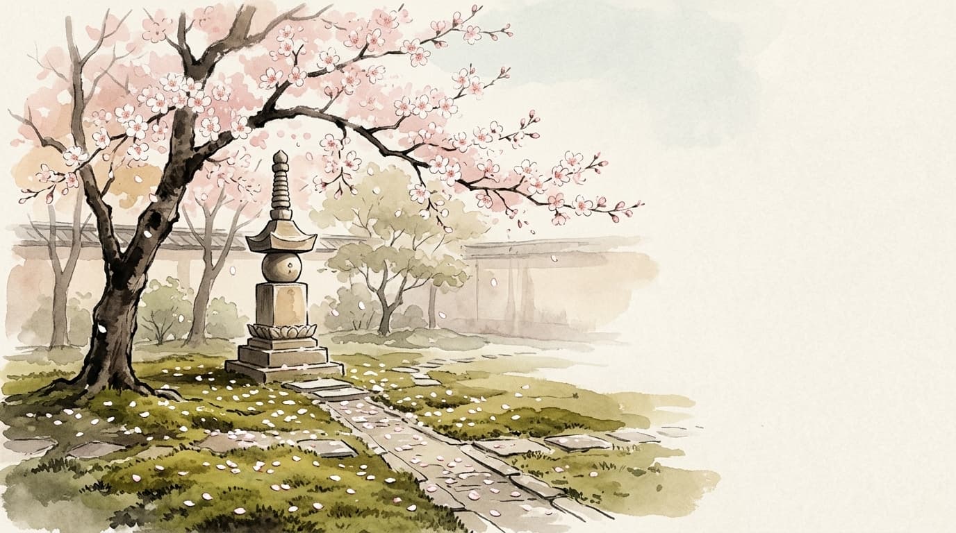 桜咲く境内の山門